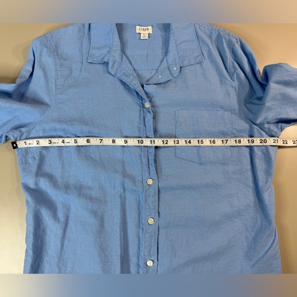 J. Crew Factory Linen shirt perfect fit AL 522 Blue Size Large - Picture 5 of 16